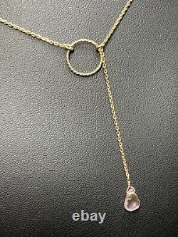 0.65ct Rose Quartz Drop Pendant Necklace In Sterling Silver 20n inches