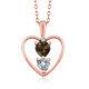 0.69 Ct Brown Smoky Quartz With Diamond Accent 18K Rose Gold Heart Pendant