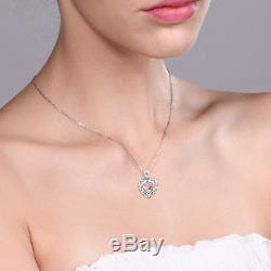 0.72 Ct Heart Shape Rose Rose Quartz White Diamond 18K White Gold Pendant