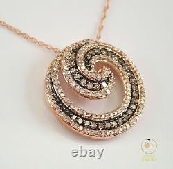 1.20 Ct Round Simulated Smoky Quartz Swirl Pendant Necklace 14k Rose Gold Plated