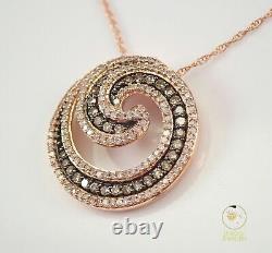 1.20 Ct Round Simulated Smoky Quartz Swirl Pendant Necklace 14k Rose Gold Plated