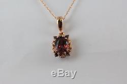 $1,200 Levian 14K Rose Gold Chocolate Quartz Sapphire Rhodolite Pendant Necklace