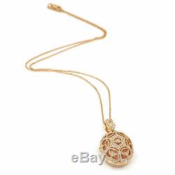 1.23 Carat 14k Rose Gold Diamond Quartz Filigree Cage Pendant Necklace