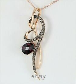 $1,299 Levian 14K Rose Gold Chocolate Quartz Rhodolite Garnet Pendant Necklace