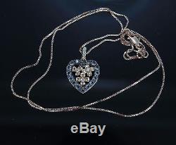 $1,600 LeVian Smoky Quartz Diamond Heart Flower 14K Rose Gold Pendant Necklace