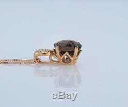 $1,600 Levian 14K Rose Gold Smoky Quartz Chocolate Diamond Necklace Pendant