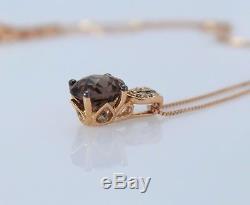 $1,600 Levian 14K Rose Gold Smoky Quartz Chocolate Diamond Necklace Pendant