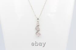 1.9 Carat Noble Rose Quartz Pendant 925 Silver Necklace Accent Stones Zirconia