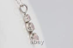 1.9 Carat Noble Rose Quartz Pendant 925 Silver Necklace Accent Stones Zirconia