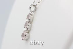 1.9 Carat Noble Rose Quartz Pendant 925 Silver Necklace Accent Stones Zirconia