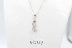 1.9 Carat Noble Rose Quartz Pendant 925 Silver Necklace Accent Stones Zirconia