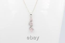 1.9 Carat Noble Rose Quartz Pendant 925 Silver Necklace Accent Stones Zirconia