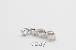 1.9 Carat Rose Quartz Pendant 925 Silver Necklace Accent Stone Zirconia