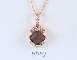 $1,925 Levian 14K Rose Gold Chocolate Diamond Smoky Quartz Pendant 20'' Necklace