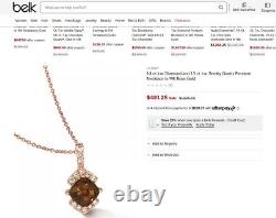 $1,925 Levian 14K Rose Gold Chocolate Diamond Smoky Quartz Pendant 20'' Necklace