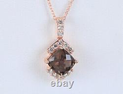 $1,925 Levian 14K Rose Gold Chocolate Diamond Smoky Quartz Pendant 20'' Necklace