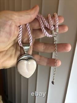 1. Jay King DTR 925 Sterling Pink Rose Quartz Stone Heart Pendant Necklace 18+