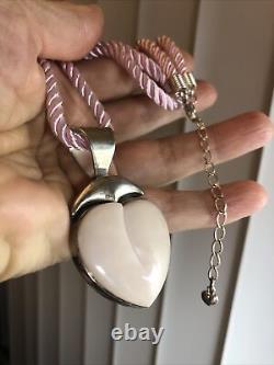 1. Jay King DTR 925 Sterling Pink Rose Quartz Stone Heart Pendant Necklace 18+