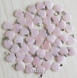 100 X Rose Pink Quartz Love Heart Pendant Wholesale Joblot