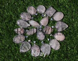 1000pcs Rose Quartz Gemstone Pendants Wholesale Jewelry 925 Silver Plated Wh-9