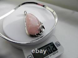 102g sterling silver 925 Art Nouveau style rose quartz pendant choker necklace