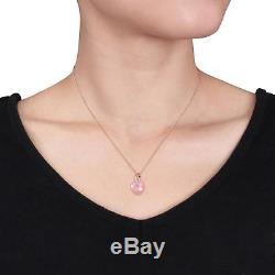 10K Rose Gold Guava Quartz and 2.26 cttw Diamond Accent Heart Pendant Necklace