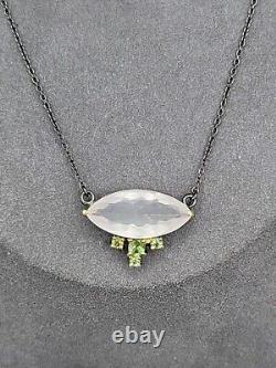 10ct Rose Quartz Peridot Sterling Silver Pendant Necklace 20 925 Chain Stunning