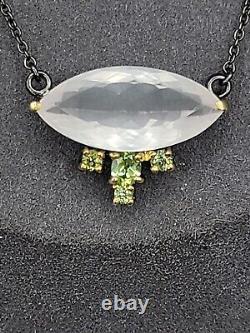 10ct Rose Quartz Peridot Sterling Silver Pendant Necklace 20 925 Chain Stunning