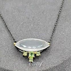 10ct Rose Quartz Peridot Sterling Silver Pendant Necklace 20 925 Chain Stunning