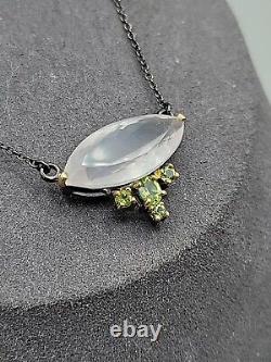 10ct Rose Quartz Peridot Sterling Silver Pendant Necklace 20 925 Chain Stunning