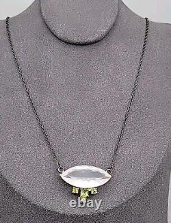 10ct Rose Quartz Peridot Sterling Silver Pendant Necklace 20 925 Chain Stunning