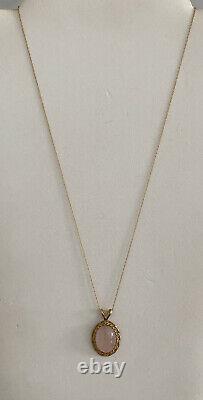 10k Gold Chain With Rose Quartz 10k Yellow Gold Pendant Necklace