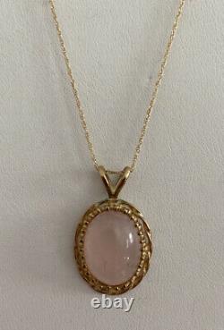 10k Gold Chain With Rose Quartz 10k Yellow Gold Pendant Necklace