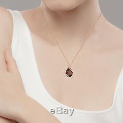 10k Rose Gold Genuine Pear-shape Smoky Quartz Teardrop Pendant Necklace
