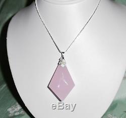 124 ct Natural Fancy Rose Quartz gemstone, SOLID sterling silver chain & Pendant