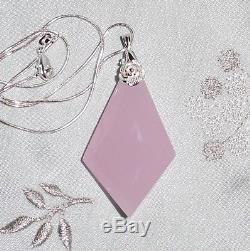 124 ct Natural Fancy Rose Quartz gemstone, SOLID sterling silver chain & Pendant