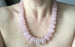 1371.00 cts Rose Quartz Crystal Mineral Stone Carved Fluted Pink Necklace New