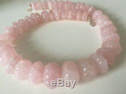 1371.00 cts Rose Quartz Crystal Mineral Stone Carved Fluted Pink Necklace New
