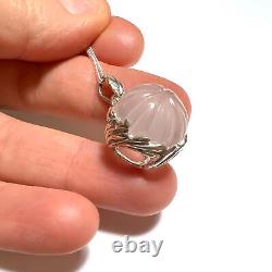 14.6ct Natural Pink Rose Quartz Silver / Gold / Platinum pendant on cha