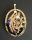 14K Gold onyx, Jade, opal, lapis, rose quartz dragon oval 10g! Pendant estate