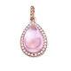 14K Rose Gold Pear Shaped Rose Quartz and Diamond Pendant with 18 Chain