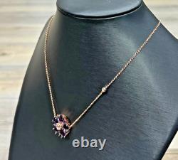 14K Rose Gold Plated Sterling Silver Amethyst Swarovski Crystal Pendant/Necklace