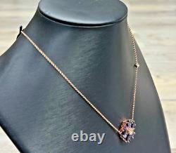 14K Rose Gold Plated Sterling Silver Amethyst Swarovski Crystal Pendant/Necklace