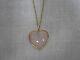 14K YELLOW GOLD CHAIN NECKLACE With 18K YELLOW GOLD PINK QUARTZ HEART PENDANT