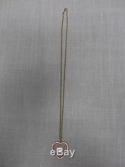 14K YELLOW GOLD CHAIN NECKLACE With 18K YELLOW GOLD PINK QUARTZ HEART PENDANT