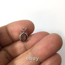 14KT White Gold Pendant with Pink Oval Rose Quartz 10 x 8 mm