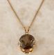 14ct Gold Necklace Vintage 14ct Rose Gold Smokey Quartz Pendant & Chain