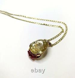 14ct Yellow & Rose Gold Quartz/Ruby Necklace
