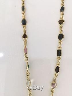 14k Gold Gemstone Filled Mixed Tourmaline Necklace & Rose Quartz pendant