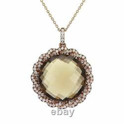 14k Rose Gold 0.40ctw Smoky Quartz & Diamond Wreath Pendant Necklace 18